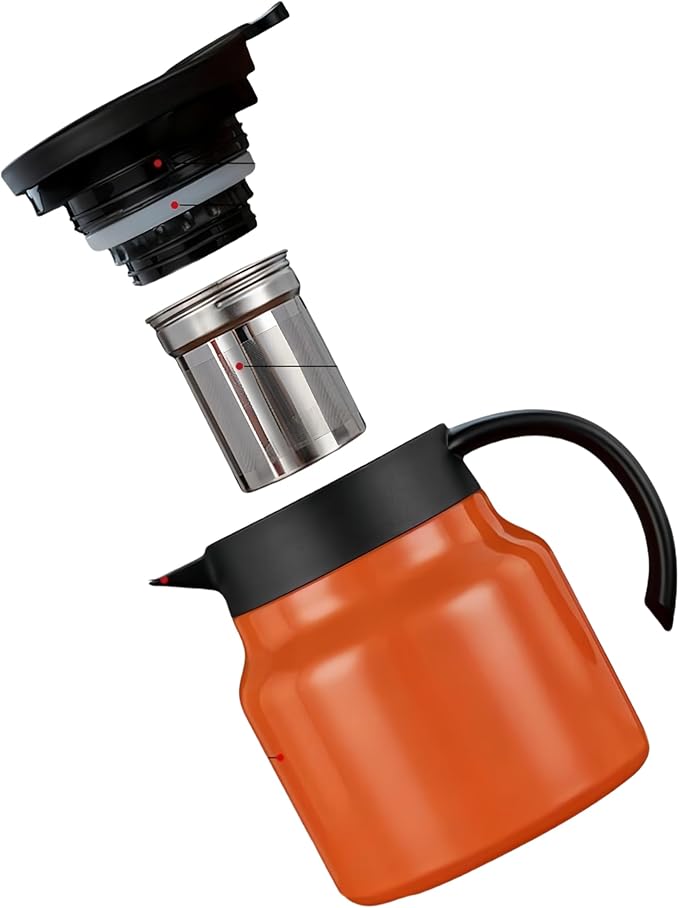thermal teapot with infuser,Tea Pot with Infusers for Loose Tea,1000ML Thermal Teapot with Removable Infuser & Lid (D)