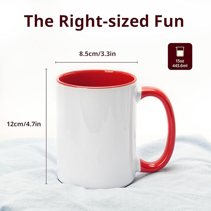 Ceramic 15oz Sublimation Coffee Mug, Red, Case of 12