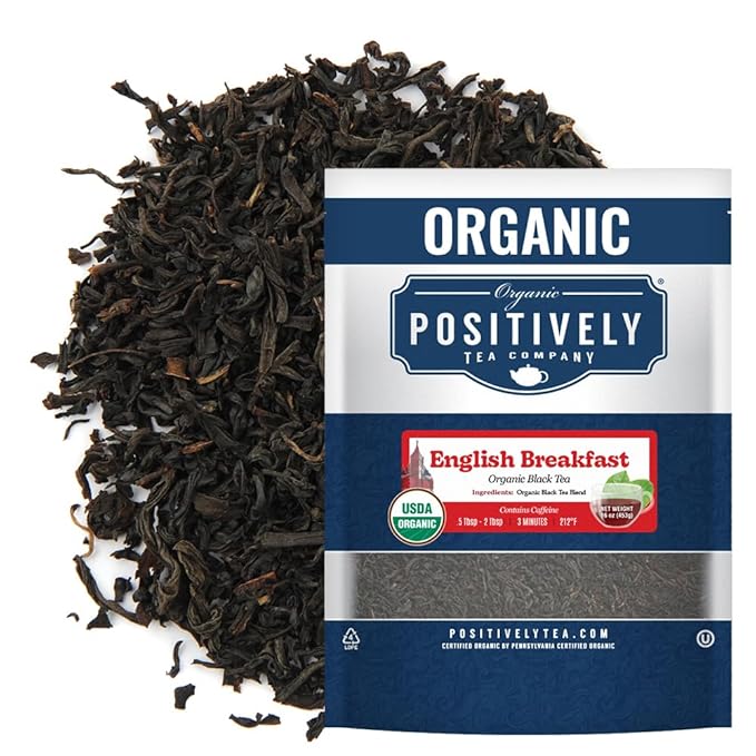 Organic Positively Tea Company, English Breakfast Black Tea, Loose Leaf, 16 Ounce