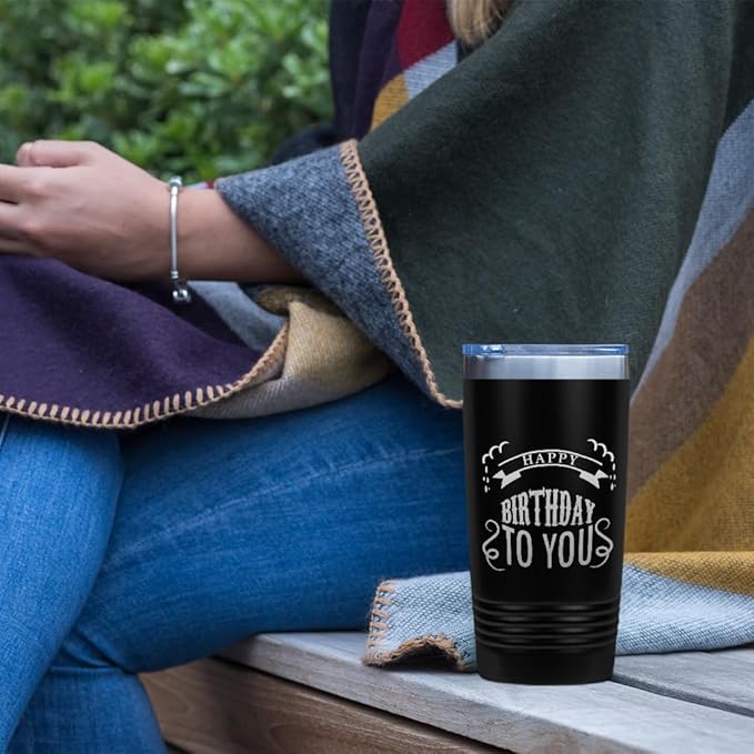 Tumblera Tumblers Travel Mugs Happy Birthday to You A Alphabet & Monograms Birthday Insulated Drinkware Personalized Tumbler Cups Coffee Tumbler Engraved Stainless-Steel 30 Oz Chill Design Only