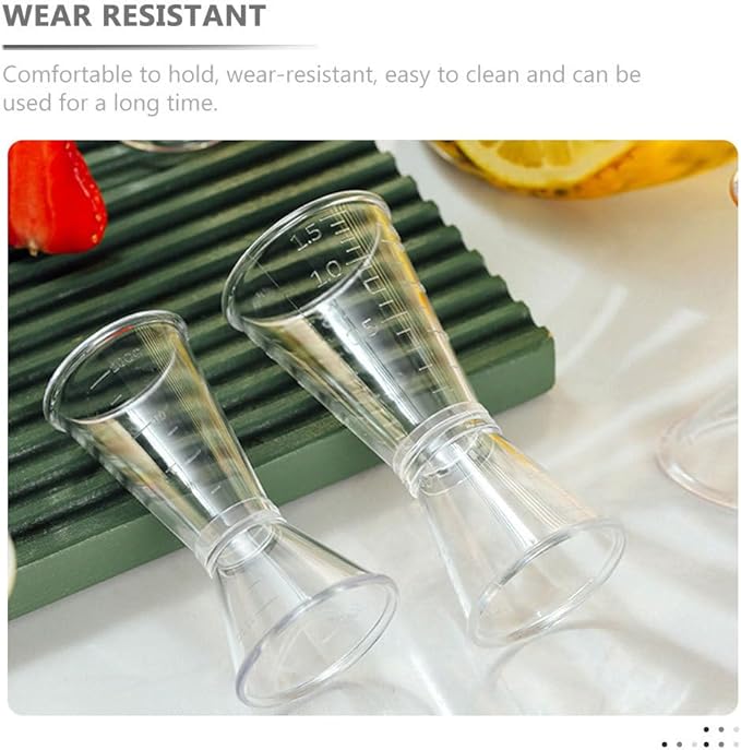 6Pcs Plastic Jigger for Bartending, Double-ended Measuring Cocktail Jigger with Measurements for Bar Use Accurate Liquid and Solid Ingredient Measurement with Easy Pour Spout
