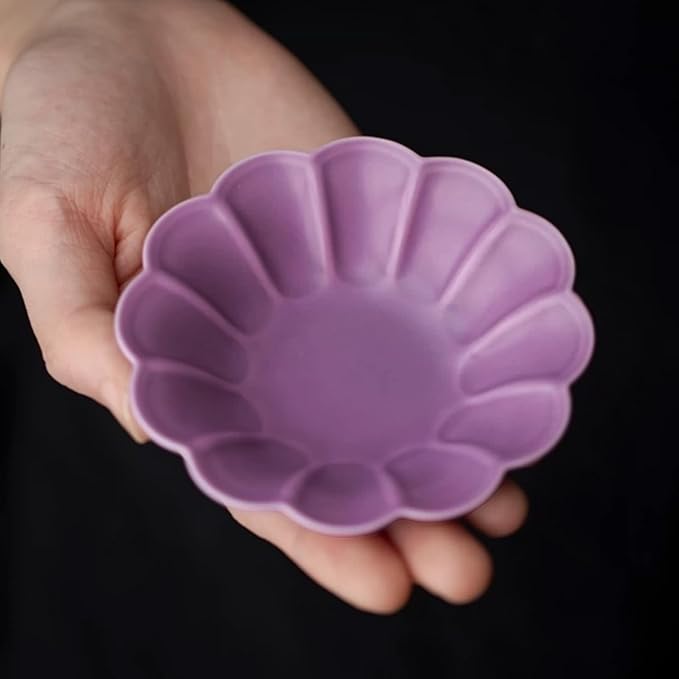 KAMMAK Ceramic Tea Cups Small, Cute Vintage Coffee Cup Set of 2, Porcelain Teacups Espresso Mug, 1.9oz Hand Painted Chinese Afternoon Tea Party Mugs, Birthday Gift for Women Men, Fragrant Purple