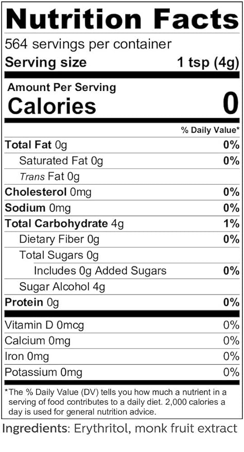 So Nourished Monk Fruit Sweetener with Erythritol Granular - 1:1 Sugar Substitute, Keto - 0 Calorie, 0 Net Carb, Non-GMO 5 Pounds