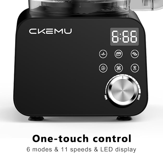Smart Food Processor and Vegetable Chopper, 6 Automatic Functions, BPA Free, Stainless Steel Blades, 12 Cup Bowl, 600-Watt Motor, Black