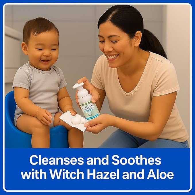 Refresh Liquid Wipe: Toilet Paper Foam Dispenser Refill | Eco-Friendly Flushable Wet Wipe Alternative with Witch Hazel and Aloe | 8 oz Refill
