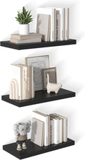 12 Inch Deep Floating Shelves for Wall 3 Pack Floating Shelfs Large Storage Space Wall Decor Display Shelf for Bathroom Living Room Bedroom Kitchen 23.8" W x 12" D x 1.2" H Black
