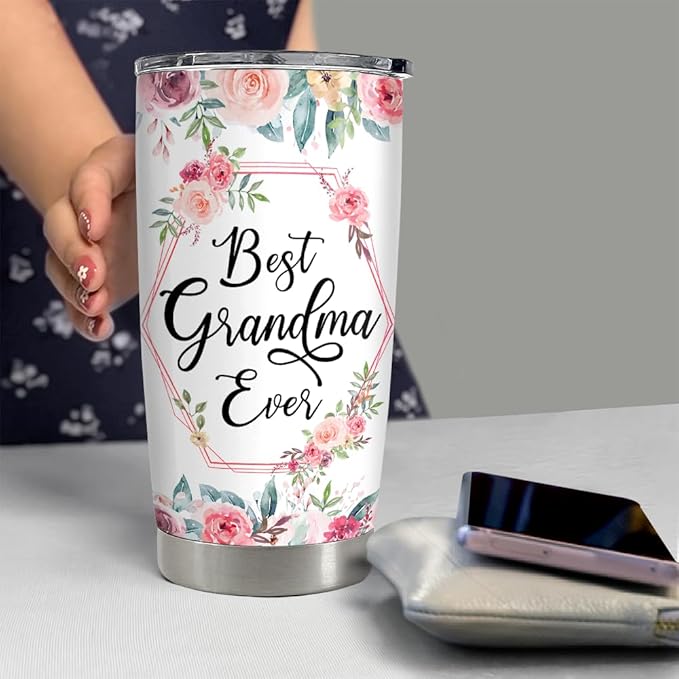 SANDJEST Grandma Tumbler 20oz Stainless Steel Insulated Tumblers Coffee Travel Mug, Grandma Gifts for Mothers Day, Birthday, Christmas