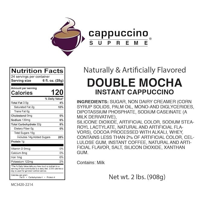 Cappuccino Supreme Double Mocha Instant Cappuccino Mix 6 x 2 lbs