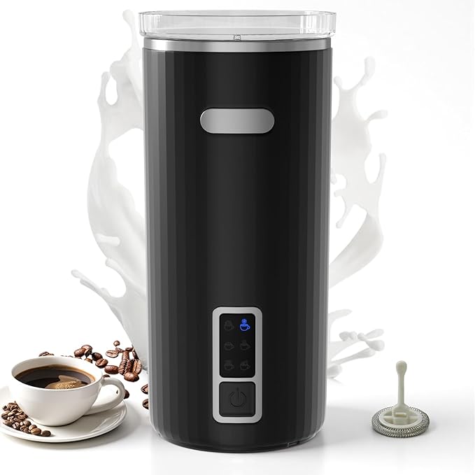 Kndko Professional Milk Frother and Steamer, 6-in-1 Hot & Cold Foam Maker with Precise Temperature Control, Fast 400W Motor, Stainless Steel Inner, Perfect for Latte, Cappuccino, Home and Office Use