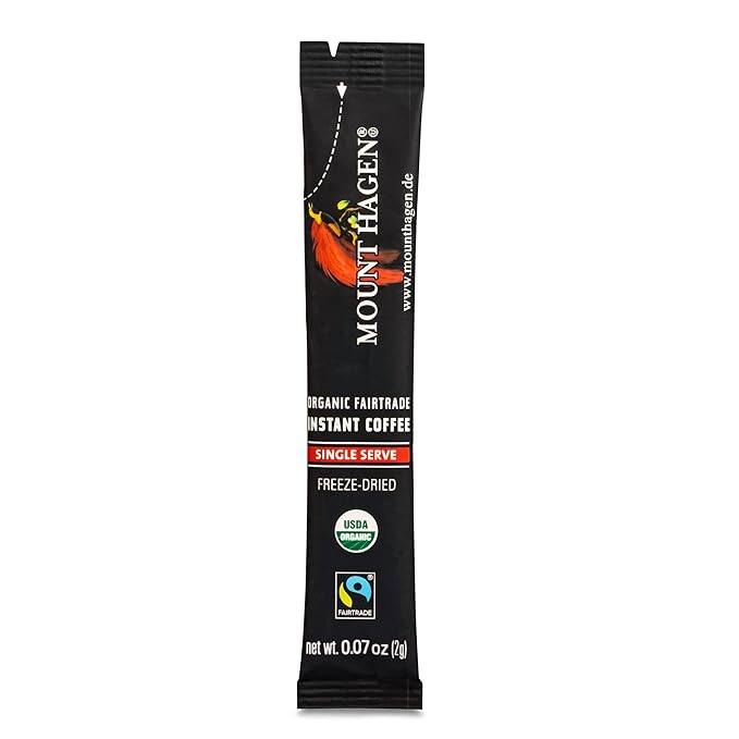 Mount Hagen 25 Count Single Serve Instant Coffee Packets - 2 Pack | Organic Medium Roast Arabica Beans | Eco-friendly, Fair-Trade [2 x 25 sticks/1.76oz/50g]