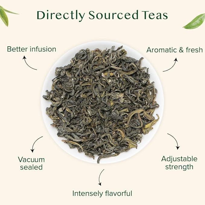 VAHDAM, Himalayan Green Tea Leaves (50+ Cups, 3.53 Oz) Non GMO, Gluten Free | High Elevation Grown Green Tea Leaves From Himalayas | Pure Unblended Single Origin Green Loose Leaf Tea | Vacuum Sealed