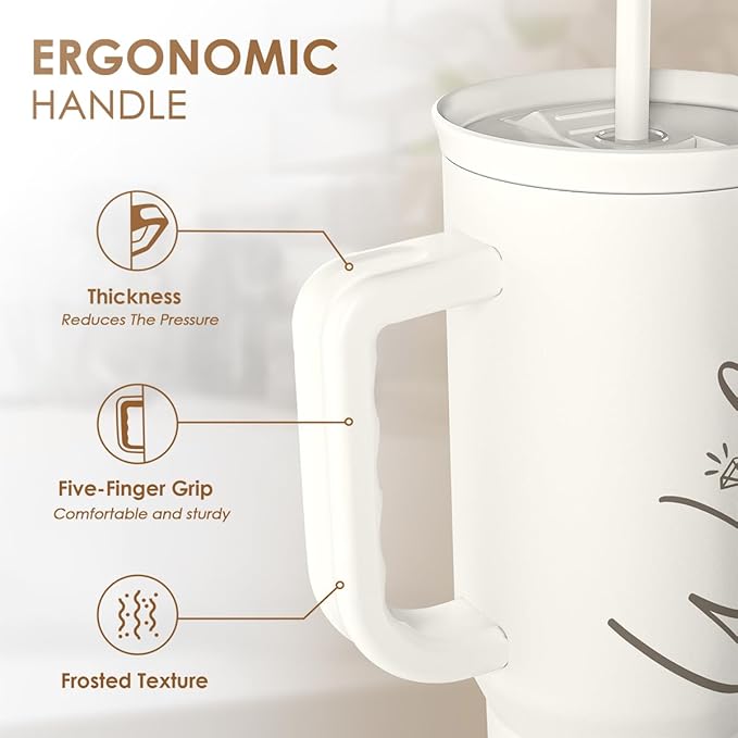 Gift for Wife from Husband – 40oz Insulated Stainless Steel Tumbler with Handle and Straw, Gifts for Anniversary, Birthday, Christmas, Valentine, Coffee Travel Mug