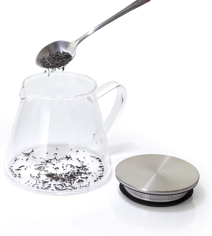 Four Life 841 Teapot Glass, Heat Resistant, 18.9 fl oz (532 ml), For 3 Cups, Lid with Tea Strainer, One Hand, Microwave and Dishwasher Safe, Not Direct Fire, Fuji Glass Teapot