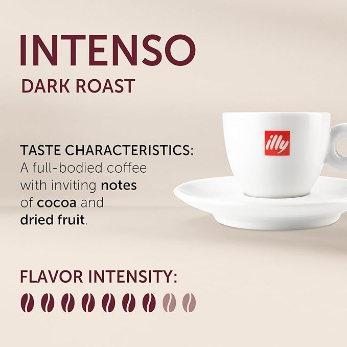 Illy Espresso Compatible Capsules - Single-Serve Coffee Capsules & Pods - Intenso Lungo Dark Roast - Notes Of Cocoa & Dried Fruit Coffee Pods - For Nespresso Coffee Machines – 10 Count
