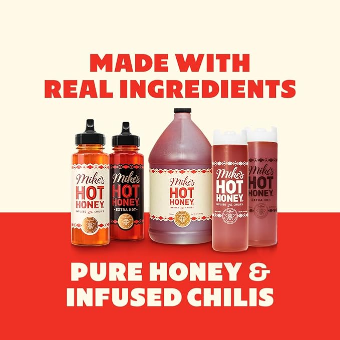 Mike's Hot Honey, Extra Hot, America's #1 Brand of Hot Honey, Spicy Honey Infused with Chili Peppers, Gluten-Free, Paleo-Friendly, Sweet Heat, Perfect for Hot Sauce Lovers (24oz Chef's Bottle, 1 Pack)