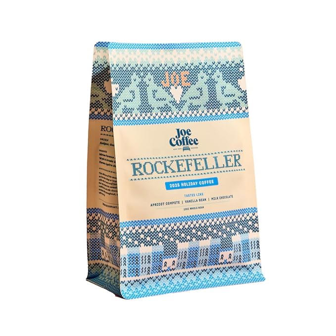 Joe Coffee Company (NYC Roaster), Rockefeller Holiday Coffee - Women Produced, Whole Bean, 12 oz Bag, RFA Certified, Kosher, Climate Friendly, Specialty Coffee