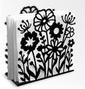 Wildflowers Decorative Black Metal Napkin Holder for Table, 4.9" x 5.3" x 1.9" Flowers Standing Napkin Holder for Home Kitchen Restaurant Picnic Party Coffee Bar Dining Room