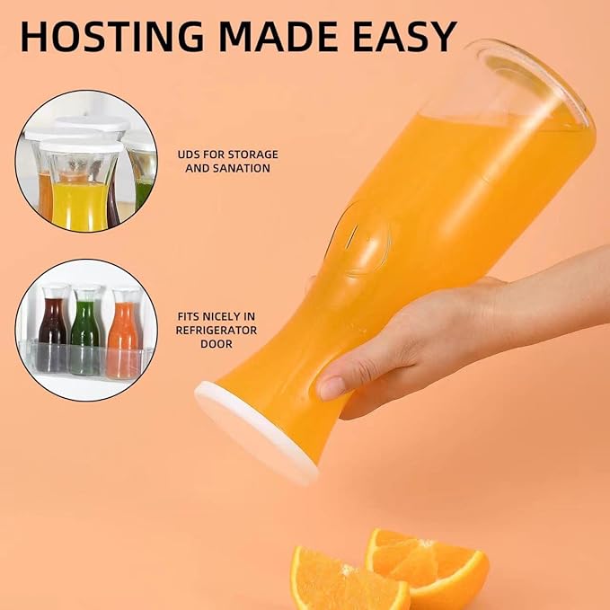 Set of 4 Glass Carafe with Lids, 1 Liter Beverage Pitcher Carafe for Mimosa Bar, Lemonade - 4 Wooden Chalkboard Tags Included
