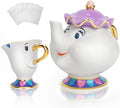 LEEPENK Cartoon Mrs Potts Teapot Beauty and Beast Teapot & Mug Chip Tea Set Cute Tea Cup Ideal Gifts for Girl and Home Decorationl