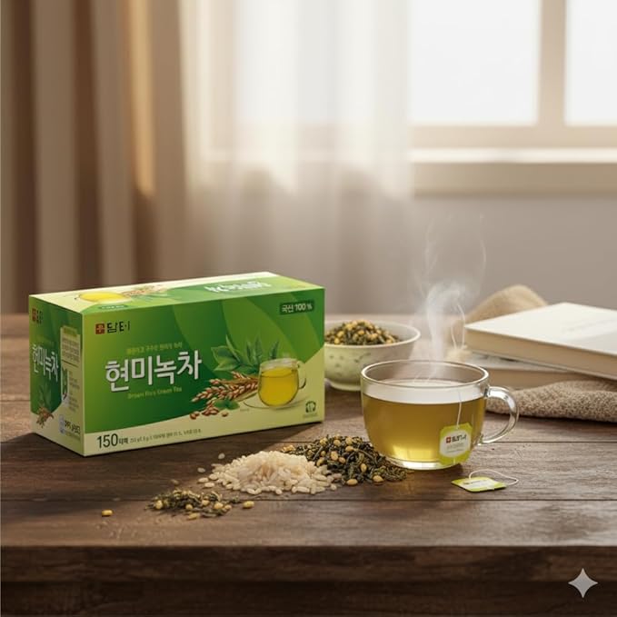 Damtuh Korean Brown Rice Green Tea – Roasted Genmaicha Blend, Nutty & Refreshing Flavor, 150 Tea Bags (1.5g each)