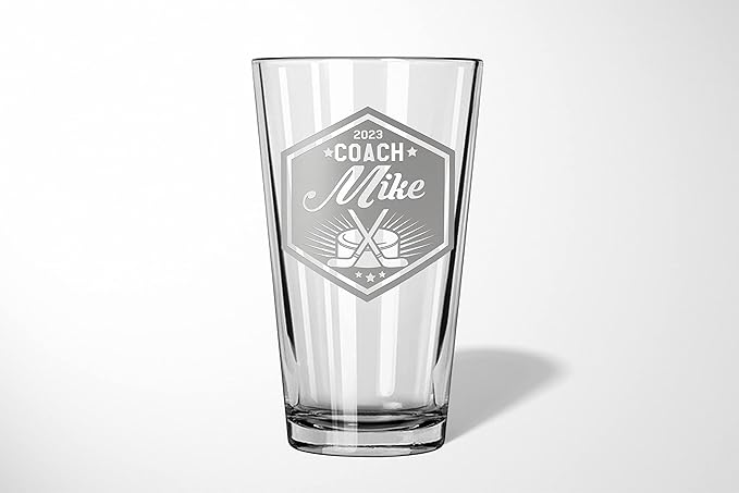 Hockey Coach Beer Glasses - Hockey Coach Gifts Personalized Coach Pint Glass Engraved Coach Award Hockey Beer Glass End of Season Gifts Coach (Hockey, Single Pint Gift Box)