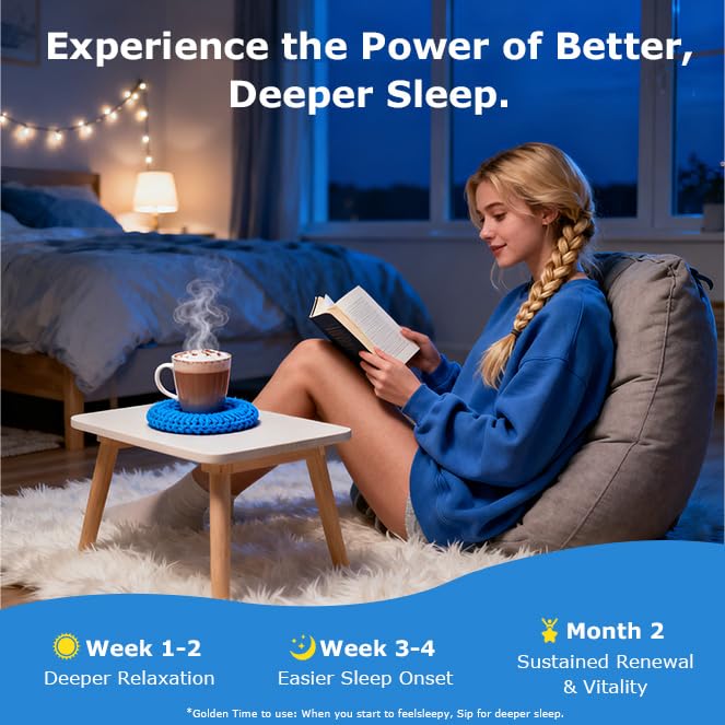 Mushroom Hot Cocoa, Melatonin-Free Natural Relaxation Drink Mix | 14 Mushroom Extracts, Magnesium, Ashwagandha, GABA & 51 Superfoods | Calm & Sleep Support | Keto & Vegan, Cocoa Powder | 30 Servings