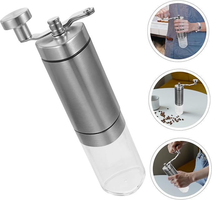 Manual Coffee Bean Grinder Stainless Crank Grinder Bean Pepper Mill for Home Office Travel Camping