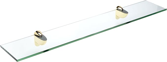 Spancraft Glass H-8x27-Brass Heron Glass Shelf, Brass, 8" x 27"