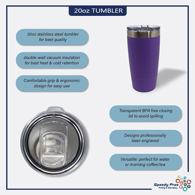 Custom Tumblera Tumblers Travel Mugs Everything Happens for A Reason Inspiration & Motivation Insulated Drinkware Stainless-Steel 20 Oz Purple Personalized Text Here