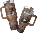 34HD Black Cat Tumbler with Handle & Straw, 40oz Vacuum Insulated Coffee Travel Mug, Black Cat Gifts for Men Women Birthday Halloween Christmas, Funny Gifts for Night Owls Coffee Lovers