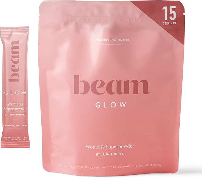 Beam Glow, Hormone Balance for Women, Cortisol Support for Women, Thyroid Support Powder with Selenium, Bromelain and Chasteberry, PMS Relief, Hair Skin & Nails, Health and Wellness Gift, 15 Servings