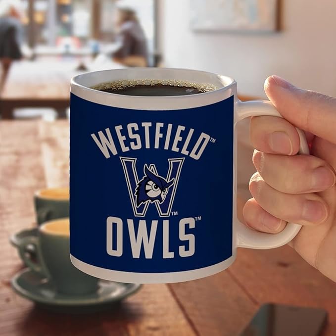 Westfield State Owls Ceramic Coffee Mug, Novelty Gift Mugs for Coffee, Tea and Hot Drinks, 11oz, White