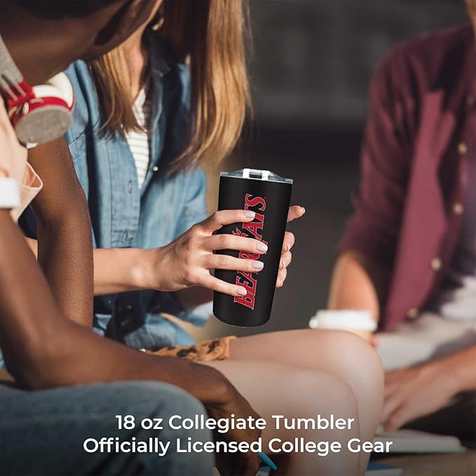Campus Colors NCAA Stainless Steel Tumbler perfect for Gameday - 18 oz - Double Walled - Keeps Drinks Perfectly Insulated (Cincinnati Bearcats - Black)