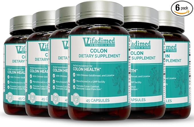 Colon for Diarrhea, IBS-D,Colitis, Soothes Irritation,Enhances Colon's Function. Intestine Lining,Gut Microbiome,Colon Motility. IBS Relief.- 6 Bottles