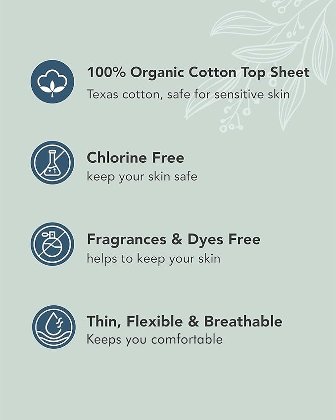 Unscented Ultra Thin Sanitary Pads (28 Count, Large) – Organic Cotton Feminine Pads with Wings for Women, Super Absorbent & Soft, Period Protection, Hypoallergenic