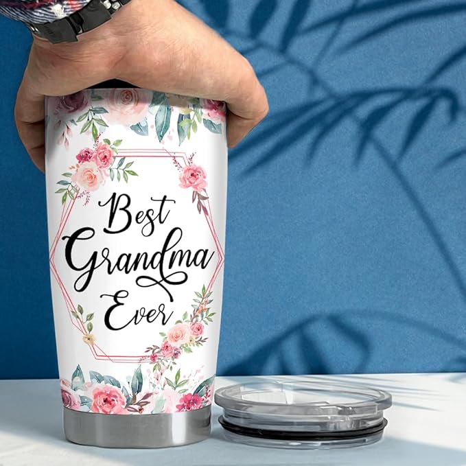 SANDJEST Grandma Tumbler 20oz Stainless Steel Insulated Tumblers Coffee Travel Mug, Grandma Gifts for Mothers Day, Birthday, Christmas
