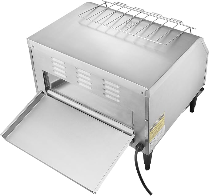 VEVOR 1770W Commercial Conveyor Toaster, 450 Slices per Hour, Heavy Duty Electric Toaster Oven, Food-Grade 304 Stainless Steel Conveyor Belt, Dual Knob Control, for Restaurant Bakery Bread Bagel Bun