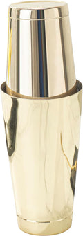 Restaurantware Bar Lux 16 Ounce Boston Shaker 1 Gold-Plated Cocktail Shaker - Weighted Bottom No Leak Stainless Steel Martini Drink Mixer Essential Bar Tool For Home Use Or Bartenders