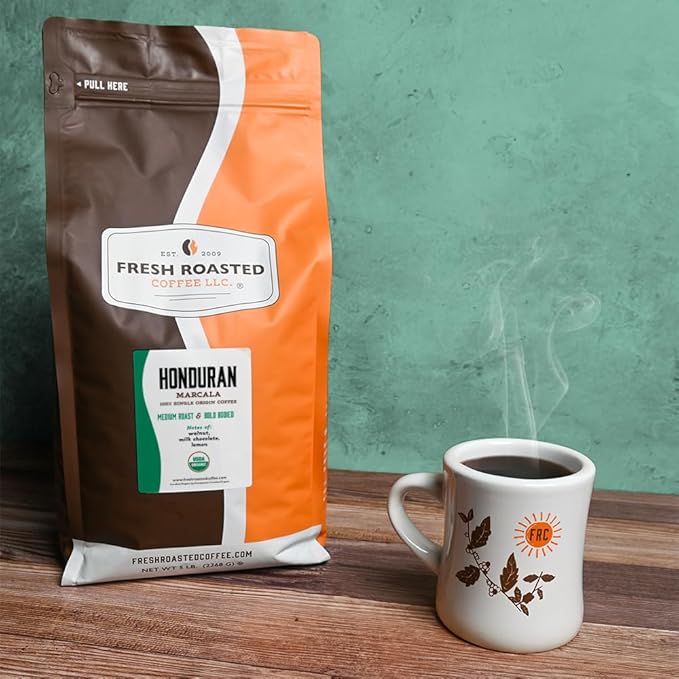 Fresh Roasted Coffee, Organic Honduran Marcala | USDA Organic, 100% Single Origin, Kosher | Medium Roast 5 lb (80 oz) Ground