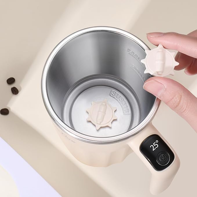 Self Stirring Mug,Self Stirring Coffee Mug,Suitable for Coffee, Milk, Cocoa and Other Beverages (Cream-temperature, 12 Ounces)