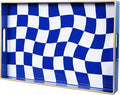Zosenley Decorative Tray, Marbling Plastic Tray with Handles, Rectangular Vanity Tray and Serving Tray for Bathroom, Kitchen, Ottoman Tray and Coffee Table, 15.6" x 10.2" (Blue and White Checkered)