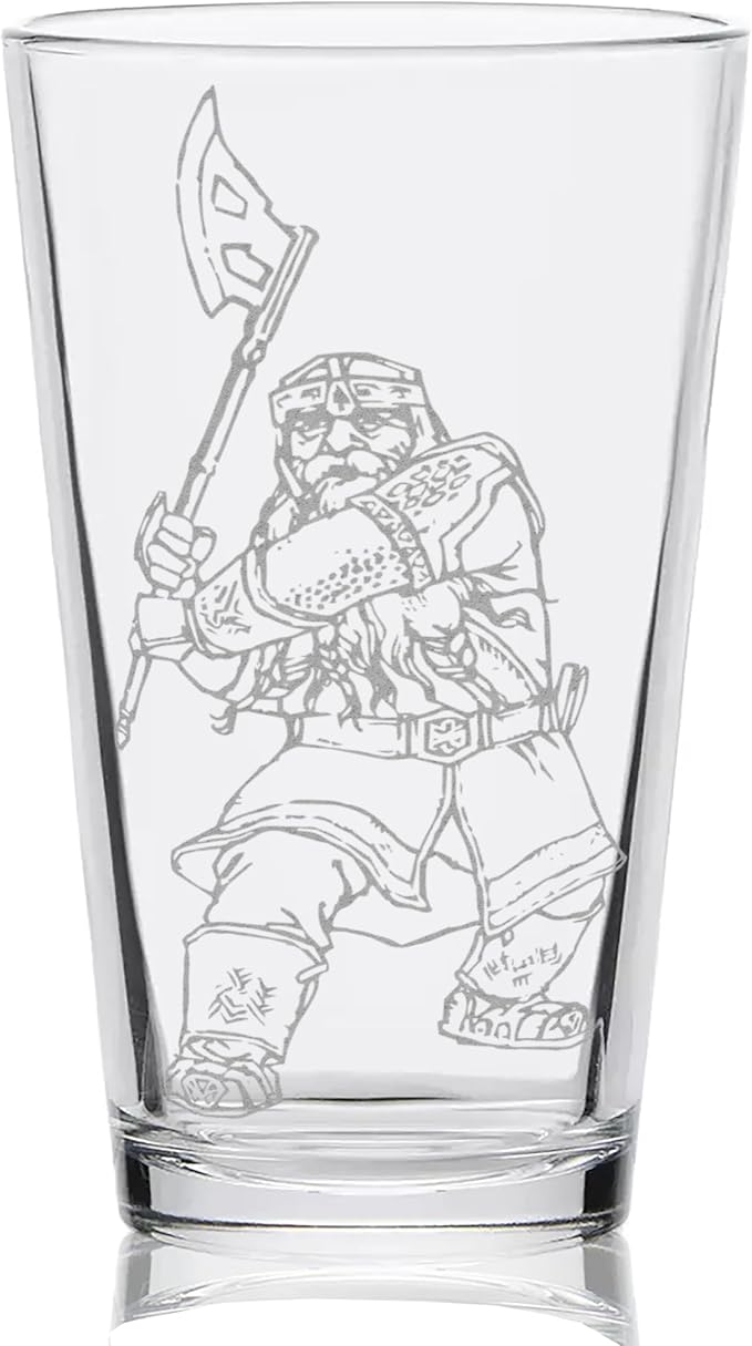 GIMLI Engraved 16oz Pint Glass | Inspired by Tolkien Power Ring and Middle Earth | Great Christmas Gift Idea | Unique Elvish Fantasy Wizard Fantasy Decor!