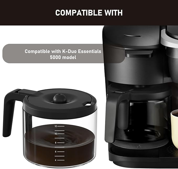 12-Cups Coffee Pot Replacement Compatible with Keurig 5000 K-Duo Essentials & K-Duo Essentials Hot & Cold Brewer Models (NOT Fit K-DUO 5100 Single Server Model)