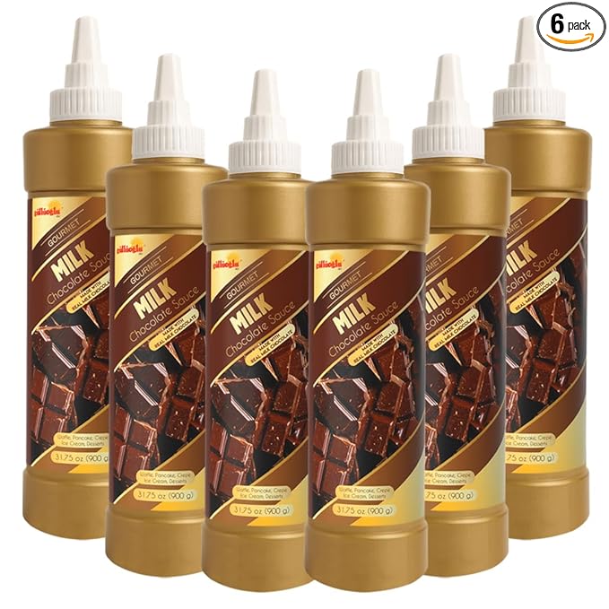 Gulluoglu Topping Sauce – Milk Chocolate Dessert Sauce, 30.42 fl oz 900g | Squueze Bottle | Perfect for Ice Cream, Cakes & Coffee, Topping (6 pack, Milk Chocolate)