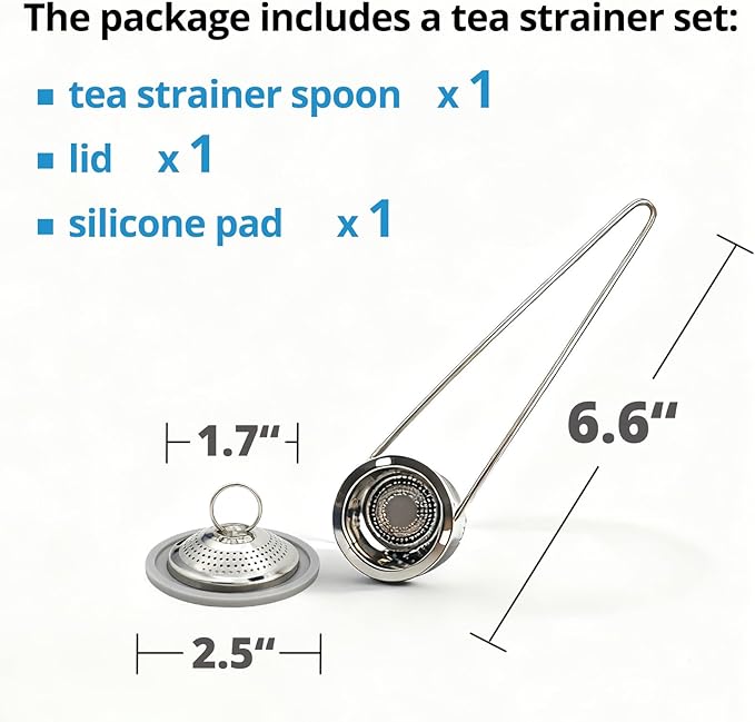 Easy Scoop Tea Infuser with Handle for Loose Leaf Tea, 304 Stainless Steel Tea Strainer Spoon Tea Steeper for Cup and Mug