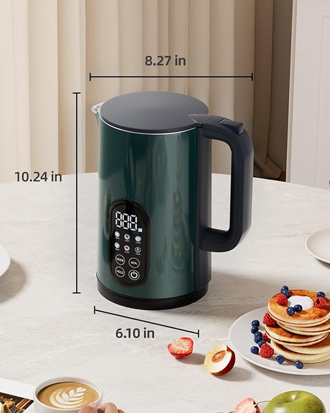 Electric Kettle temperature control 1.7-liter stainless steel kettle,Five Temperature Control Modes,Two-hour heat retention,Green