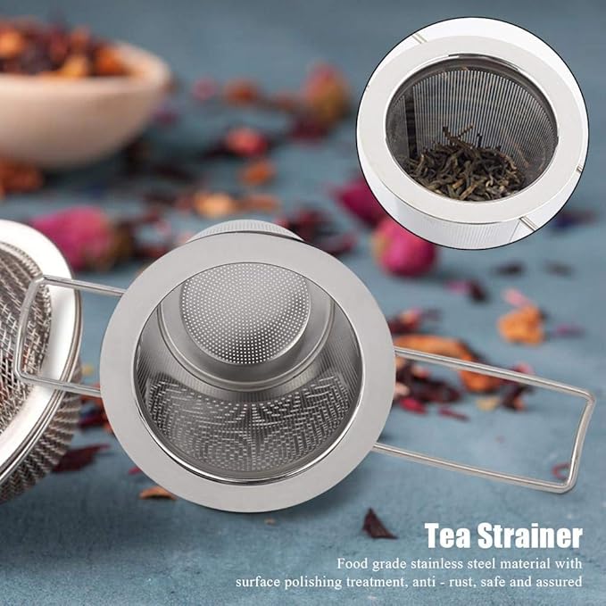 Fdit Stainless Steel Mesh Tea Infuser Metal Cup Strainer Foldable Filter With-Lid