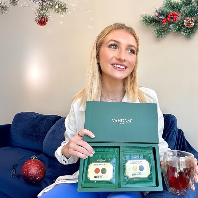 VAHDAM, Assorted Black Tea Loose Leaf Tea Gift Set (10 Flavors) Gift Ideas for Women & Men | Directly Sourced From Assam and Darjeeling | Resealable Ziplock Pouch | Christmas Tea Gift Set