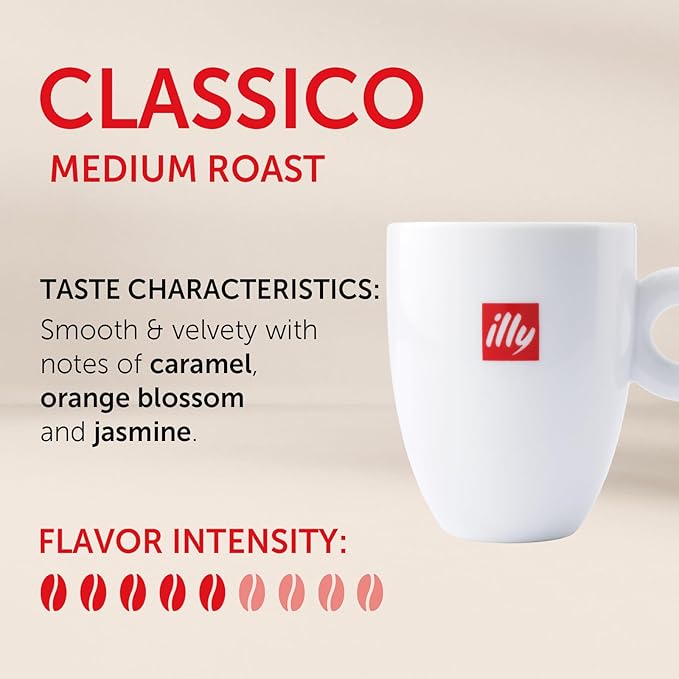 Illy Coffee K Cups - Pods For Keurig Machines – Classico Roast - Caramel, Orange Blossom & Jasmine - Mild, Flavorful & Balanced Flavor - No Preservatives – 72 Count