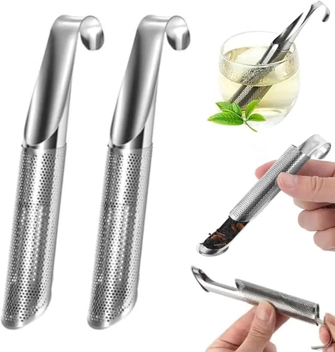 Stainless Steel Tea Diffuser, Loose Leaf Tea Steeper Tea Infuser, Universal Fine Holes Tea Interval Diffuser with Hanging Hook Handle, Fine Holes Tea Interval Diffuser for Loose Tea Leaf Coffee Herbs